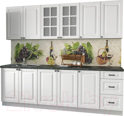 Кухонный гарнитур Интерлиния Мила Деко 2.4 А (белый/кастилло темный)