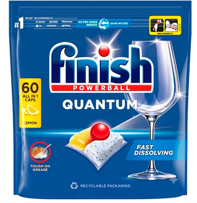 Капсулы для посудомоечных машин Finish Powerball Quantum AIO с лимоном (60шт)