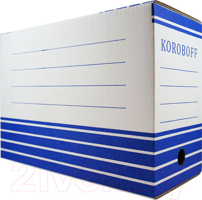Коробка архивная Koroboff 327х150х240 (белый/синяя печать)
