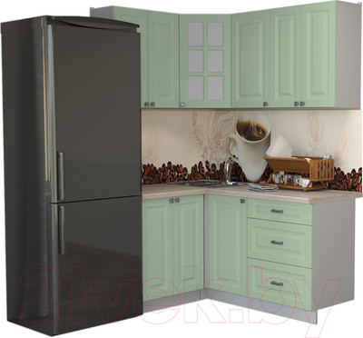 Кухонный гарнитур Interline Мила Деко 1.2x1.6 (мята/травертин серый)