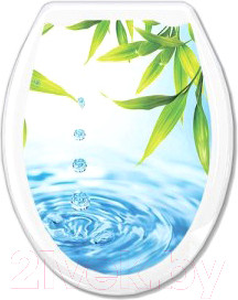 Сиденье для унитаза Еврокомфорт Капли и бамбук 104-406-00 (жесткое)