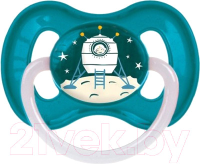 Пустышка Canpol Космическая латексная круглая 6-18мес / 23/222 (голубой, со светящимся колечком)
