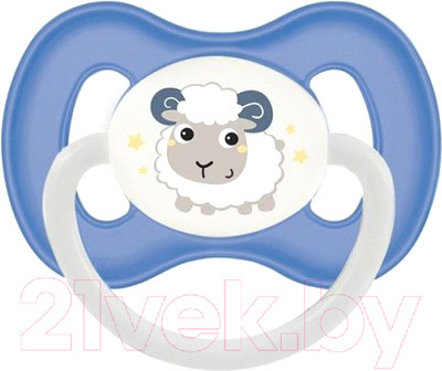 Пустышка Canpol Bunny&Company латексная круглая 0-6мес / 23/277 (синий, со светящимся колечком)