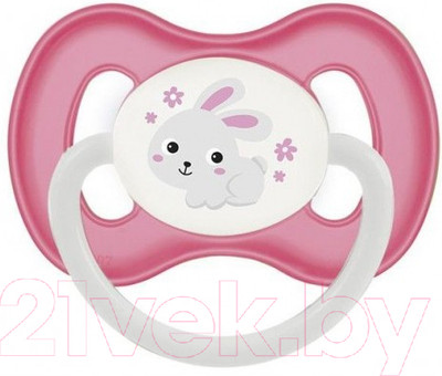 Пустышка Canpol Bunny&Company латексная круглая 0-6мес / 23/277 (розовый, со светящимся колечком)