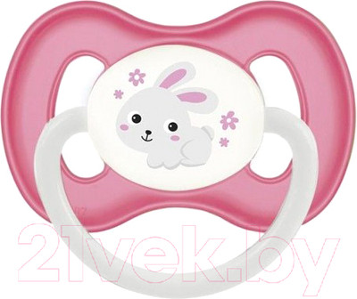 Пустышка Canpol Bunny&Company латексная круглая 6-18мес / 23/278 (розовый, со светящимся колечком)