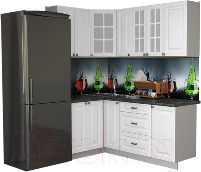Кухонный гарнитур Интерлиния Мила Деко 1.2x1.9 (белый/кастилло темный)