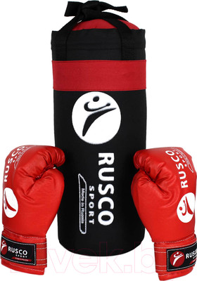Набор для бокса детский RuscoSport 4oz (черный/красный)