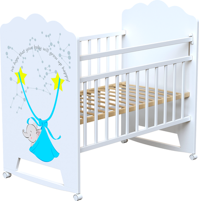 Детская кровать-трансформер VDK Aura колесо-качалка (белый)