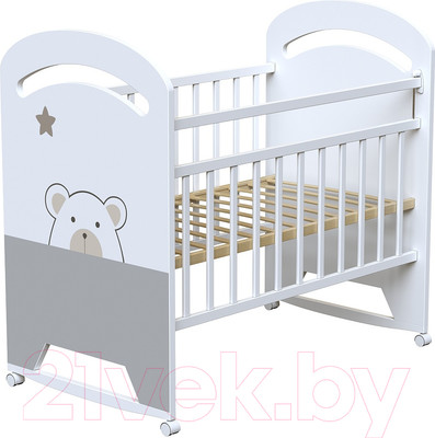 Детская кроватка VDK Birba колесо-качалка (белый)
