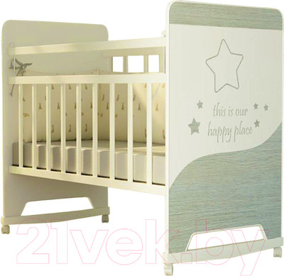 Детская кроватка VDK Cosmic колесо-качалка (слоновая кость)