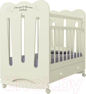 Детская кроватка VDK Desire колесо-качалка и ящик (слоновая кость)