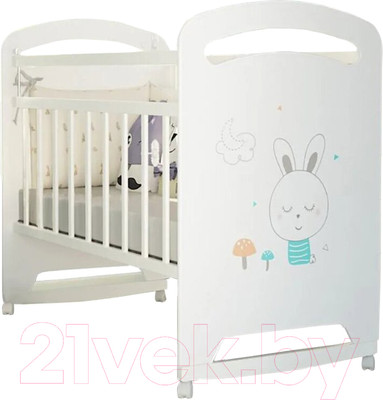 Детская кроватка VDK Lucy колесо-качалка (белый)