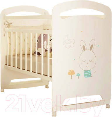 Детская кроватка VDK Lucy колесо-качалка (слоновая кость)