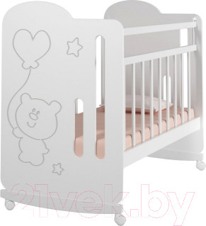 Детская кроватка VDK Sweet Bear колесо-качалка (белый)