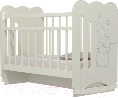 Детская кроватка VDK Sweet Rabbit колесо-качалка с маятником (слоновая кость)