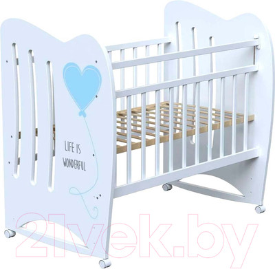 Детская кровать-трансформер VDK Wonderful колесо-качалка (белый)