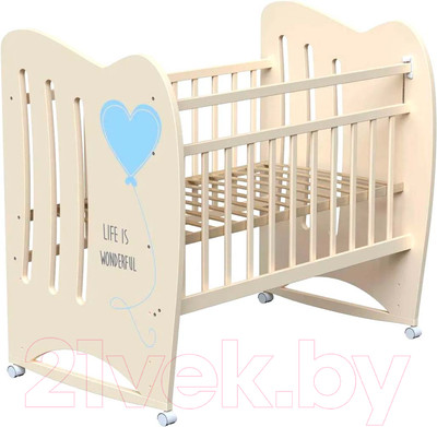 Детская кровать-трансформер VDK Wonderful колесо-качалка (слоновая кость)