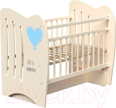 Детская кровать-трансформер VDK Wonderful колесо-качалка с маятником (слоновая кость)