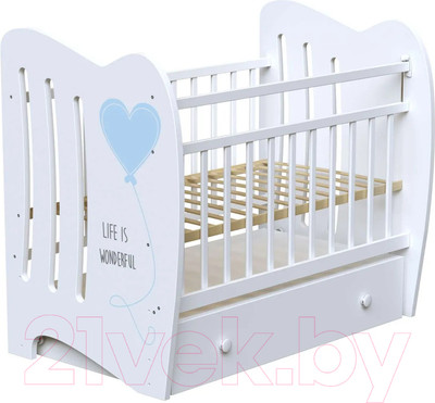 Детская кровать-трансформер VDK Wonderful маятник-ящик (белый)