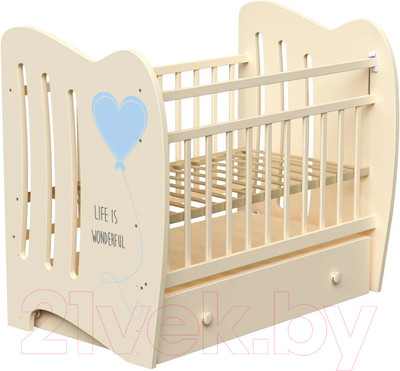 Детская кровать-трансформер VDK Wonderful маятник-ящик (слоновая кость)