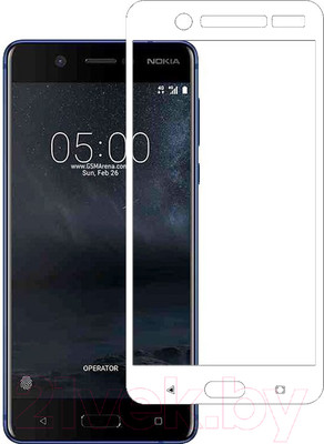 Защитное стекло для телефона Case Full Screen для Nokia 2 (белый глянец)
