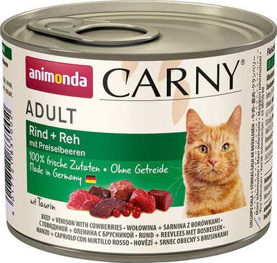 Влажный корм для кошек Animonda Carny Adult с говядиной, олениной и брусникой (200г)