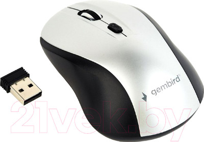 Мышь Gembird MUSW-4B-02-BS (черный/серебристый)