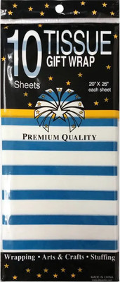 Набор бумаги для оформления подарков No Brand В полоску / 3284-3 (10л, голубой)