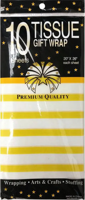 Набор бумаги для оформления подарков No Brand В полоску / 3284-4 (10л, желтый)