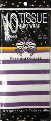 Набор бумаги для оформления подарков No Brand В полоску / 3284-5 (10л, черничный)