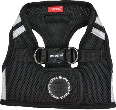 Шлея-жилетка для животных Puppia Soft / PAUA-HB1828-BK-S (черный/светоотражающий)