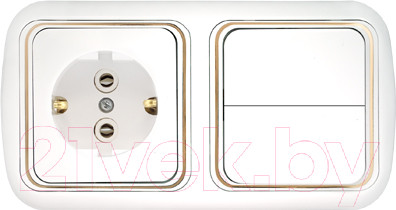 Блок выключатель+розетка Bylectrica Гармония Люкс 2В-РЦ-497 з (белый)