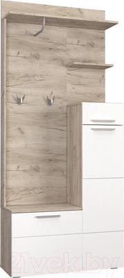 Секция в прихожую Mobi Лайн 10.16 (дуб серый Craft/белый глянец ПВХ)