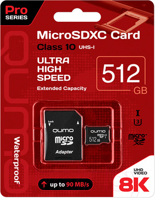 Карта памяти Qumo MicroSDXC (Class 10 UHS-I) 512GB (QM512GMICSDXC10U3)