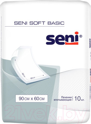 Набор пеленок одноразовых впитывающих Seni Basic Soft 90x60 (10шт)