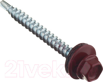 Саморез Starfix Кровельный по дереву 4.8х70 шайба с прокл. PT1 / SMC3-32226-150 (150шт, оцинкованный, RAL 3005 винно-красный)