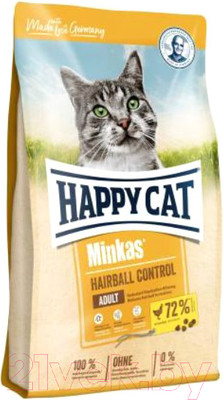 Сухой корм для кошек Happy Cat Minkas Hairball Control Geflugel / 70417 (4кг)