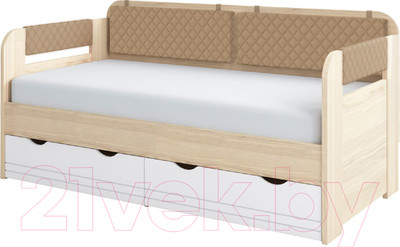 Кровать-тахта детская Аквилон Стиль №800.4 (туя светлая/кофе с молоком)