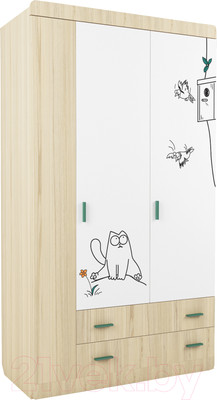Шкаф Аквилон Кот №25 (туя светлая/белый)