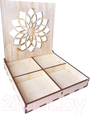 Заготовка для творчества ПАЛИТРА Шкатулка с отделениями Цветок / 716