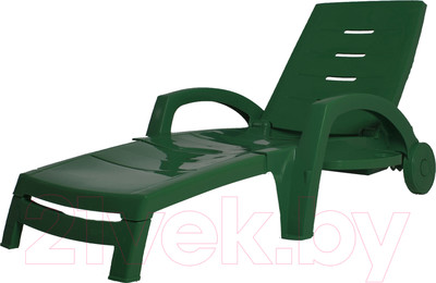 Шезлонг Стандарт Пластик Групп С колесами (темно-зеленый)