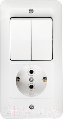 Блок выключатель+розетка Bylectrica Паритет 2В-РЦ-649 (белый)