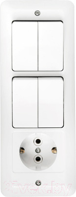 Блок выключатель+розетка Bylectrica Паритет 4В-РЦ-704 (белый)
