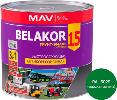 Грунт-эмаль MAV Belakor 15 (2.4л, RAL 6029 майская зелень)