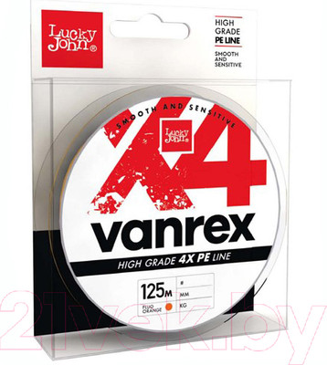 Леска плетеная Lucky John Vanrex x4 Braid Fluo Orange 125/020 / LJ4113-020