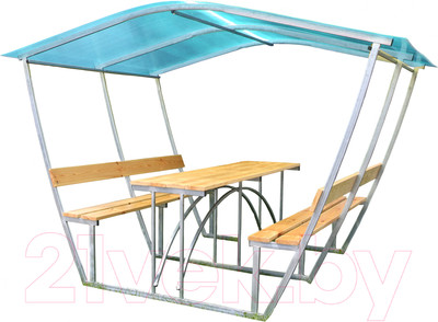 Беседка КомфортПром Тюльпан 3м с покрытием (бирюзовый)