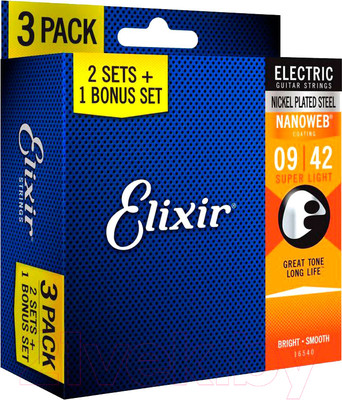 Струны для электрогитары Elixir Strings 16540 09-42 Nanoweb (3шт)
