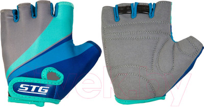 Велоперчатки STG Х87908 (S, серый/салатовый/бирюзовый)