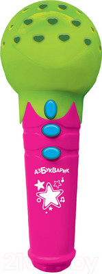 Музыкальная игрушка Азбукварик Микрофончик с огоньками Песенки-чудесенки / 2554А (зеленый)