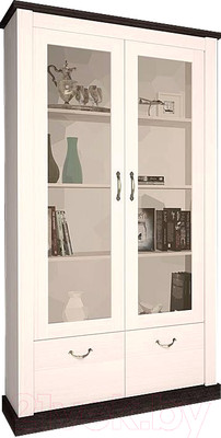 Шкаф с витриной Интерлиния ТР-ШГ2В (вудлайн кремовый/дуб венге)